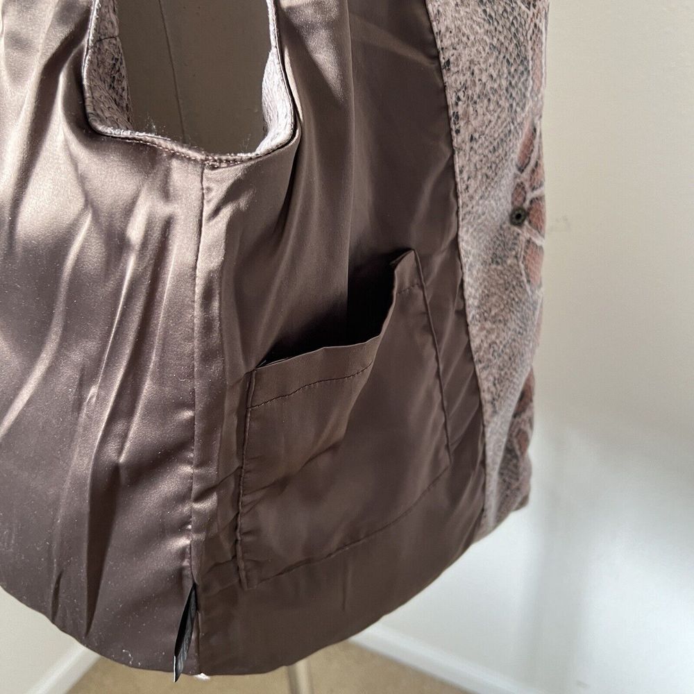 Unreal Fur Python Puffer Vest Snakeprint Pink Taupe Quilted Hooded XS NEW - Picture 11 of 13